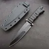 Promotion Outdoor Survival Rak Taktisk Kniv DC53 Satin / Svart Titanumbelagd Drop Point Blade Full Tang GRN Hantera knivar med KYDEX