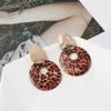 2022 neue Leopard Print Geometrische Runde Holz Stud Ohrring Für Frauen, Großhandel Mode Ziemlich Neue Sepcial Design Ohrringe Schmuck