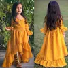 Pudcoco Baby Dzieci Dziewczyna Jesień Boho Sukienka Ruffles Z Długim Rękawem Długa Dress Party Princess Beach Suknie Dziewczyny Dzieci Ubrania 1-6y Q0716