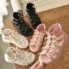 Beach Sandals For Big Girls Summer Gladiator Cut-Outs Kids Shoes Leisure Children Mini Melissa Boys Rome 210802