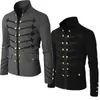 2021 Vintage Mens Gótico Steampunk Steampunk Desfile Desfile Jacket Slim Fit Túnica Rock Black Exército Casaco de Manga Longa Homens Plus Size Jackets x0621