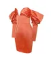 Orandade Orange Puff Sleeve Party Dress Arrival Sexy Bodycon Kobiety Letni Noc Klub Urodzinowy Stroje urodzinowe 210527