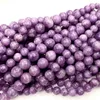 15 "Naturlig äkta lila lepidolite lèpre runda lös ädelsten sten smycken halsband armband pärlor 4-12mm 06492