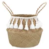 SEAGRASS Wickerwork Basket Rotan Opknoping Bloem Pot Vuile Wasserij Hempel Opslag Opvouwbare Speelgoed Houder Home Decor Planter 210609