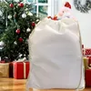 Natal grande em branco sublimação santa saco algodão de cordão