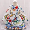 Bébé filles robe avec sac marque enfants robes d'automne pour filles vêtements floraux enfants robe de noël princesse robes F1205