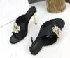 Luxury woman High Heels With Rhinestone Floral Decoration Top Quality Fashion Sandals Pointed Black Red Wedding Party Strap Box 42