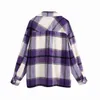 Mode Élégant Poches Surdimensionné Plaid Vestes Manteau Vintage Printemps Automne Revers Col Manches Lâche Outwear Tops 210521