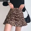 Damenrock Streetwear Hohe Taille Leopardendruck Mode A-Linie Ankunft Casual Nachtclub Sexy Slim Mini 210515