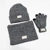 lia Designer Bonnet tricoté et gants cache-cou 4 pièces ensemble bonnets en polaire d'hiver foulard épaissi chapeaux au crochet en plein air écharpe en tricot gant chaud 4 pièces costume7556005