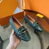 Com caixa Moda sapatos ervilhas couro casual respirável Genuíno feminino Metal snap casamento clássico feminino Eur 35-41