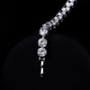 Claro cristal rodada corte tênis pulseira mulheres cadeia de pulso 18k ouro branco enchido menina brilhante jóias