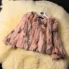 Women Fashion Brand Design Real Genuine Natural Rabbit Fur Coat Female Pure Drop Jacket DFP311 210928