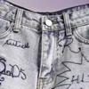 Chegada Verão Europeu Estilo Mulheres Solto Casual Botão Fly Straight Shorts Algodão Denim Bordado Jeans Rasgado W122 210512