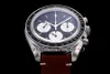 Le Speedy Th Omf Tuesday Manual Chronograph Mens Watch Mm Black White Dial Stick Markers Brown Leather Leaer