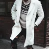 Cappotto da uomo in lana doppio petto con taschino bianco con risvolto lungo trench oversize capispalla moda casual giacca da ufficio primavera sottile