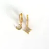Assimétrico Moon Star Charme Brincos 925 Sterling Silver Hoop Brinco Ear Turns jóias para feminino branco / ouro