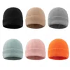 Retro Cor Sólida Malha Feminina Masculina Gorro Moda Com Manguito Sem Aba Masculino Skullies Gorros Casuais Inverno Quente Chapéus Ao Ar Livre