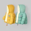 Roupas de algodão infantil Engrossado para baixo jaqueta bebê inverno roupas quentes crianças zíper de outono com meninos com capuz outwear 211222