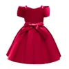 Kids Girls Princess Christmas Dress Bow Elegant Wedding Birthday Party Formal 2021 Baby Dresses