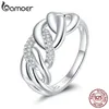 S925 Sterling Silver Clear platino CZ Chain Ring Anelli di barretta per le donne Gioielli di dichiarazione di fidanzamento di nozze SCR685 211217