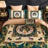 set di biancheria da letto di design invernale verde di lusso in velluto queen size copripiumino king size lenzuolo federe set di piumini per stilisti di moda stampati a cavallo