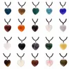 Pendant Necklaces 20Pcs/set Heart And Waterdrop Stone Pendants Assorted Color Beads Crystal Charms With 18 Inch Black Leather Cord Necklace#