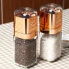 Fashion Pepper Grinder 180ml Premium Glass Bottle Salt and Shakers with Ceramic Spice Kitchen Mill Gold 210713