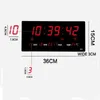 Stor elektronisk väggklocka Alarm Hourly Chime Function Calendar Temperatur Display Tabell Klockor med Plug Digital LED Klockor 211110