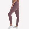 Yoga Outfit Lu-55 Euoka Pantaloni da donna in tinta unita a vita alta Sport Abbigliamento da palestra Leggings Elastic Fitness Lady Complessivo Collant completo Allenamento con