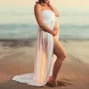 妊娠中の衣服のためのスリットフロント妊娠中のマタニティドレスマキシガウンの女性セクシーなPO撮影プロップス服210922