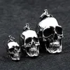 S/M/L Mens Stainless Steel Pendant Necklace Gothic Biker Large Heavy Skull Head with ball chain