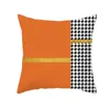 Almohada de cojadora moderna nórdica otoño color naranja geométrico geométrico cubierta de cojín a cuadros poliéster decoración de otoño sofa cou7450531