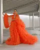 Orange Macierzyński Ruffles Sukienka Pleasear Plus Size Night Robe Suknie Fotograficzne Dla Kobiet Party Nightgown Szata