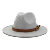 Alta Qualidade Moda Mulheres de Lã sentida Jazz Fedora Chapéus Cinto Fivela Decoração Unisex Grande Brim Panamá Homens Hot Party Wedding Cap