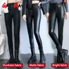 Autumn Winter Thick Warm Leggings Women Leather High Waisted Push Up Pants Velvet Black Slimming Faux for 211215