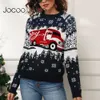 Jocoo Jolee Winter Christmas Sweater Elegant Snowflake Print Loose Pullover Casual Long Sleeve Warm Thick Stickers 210619