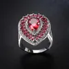 Cluster Rings Anillos Yuzuk Charm Женский большой созданный Ruby Red Ring Vintage 925 Серебряный серебряный серебряный серебряный