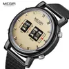 MEGIR Luxury Watches Men Military Sport Roller Pointer Quartz Watch Man Fashion Stainless Steel Mesh Strap Wristwatch 210804