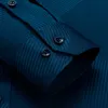 メンズファッションストレッチプリントロングスリーブドレスシャツポケットレスデザイン快適な標準フィットアウターカジュアルオフィスシャツ210628