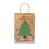 Emballage cadeau de Noël Sac à main en papier kraft de Noël Yule Giftbag Fête du Nouvel An Présent Sacs fourre-tout