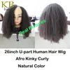 Estilo curto afro kinky encaracolado mongol cabelo humano u parte perucas 200 densidade máquina feita 826 polegada para preto women4924458