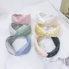 Fashion mulheres headband largamente lateral fresco turbante adulto net ponto de fio patchwork acessórios de cabelo verão