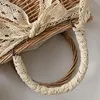 Midja påsar vävda väska med bowknot miljövänligt trä ingen dragkedja handväska för höst