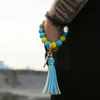 Bangle Natural Wood Eye Charm Bracelet Chain Wristlet Leather Tassel Food Grade Silicone Bead Ring For Women Ch D8t6