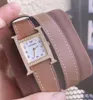 Orologio alla moda in vera pelle a doppio strato Orologio con marchio di lusso con diamanti quadrati Orologio numero arabo Orologi da polso per ragazze, signora, regalo per donna