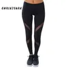 CHRLEISURE Sexy Women Leggings Gothic Insert Mesh Design Trousers Capris Pants Black Sportswear Woman Fitness Tick Tock Booty 210929