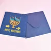 15*15 Square Happy Hanukkah Cards 3d stereoscopische chanoeka wensnootkaart joods festival van licht cadeau vouwbaar papiernoten feest ornament 2021 l805vt