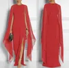 Women's Fashion One-piece Dress Sexy Front Slit Irregular Edge Cape Chiffon Shawl Long Sleeve Queen Fan Style Slim