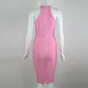 Women Sexy Fashion Sequined Pink Bandage Dress Elegant Designer Bodycon Chic Tank Party Vestido 210527